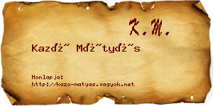 Kazó Mátyás névjegykártya